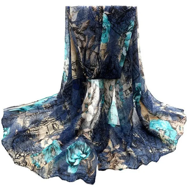 180cmX90cm  Women Scarves Print 6 Color Voile New Scarves Long Stoles Wraps Shawl Scarf Women Bufandas Mujeres Foulard Femme GS