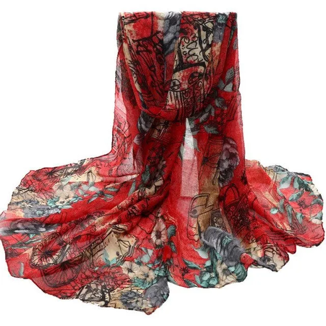 180cmX90cm  Women Scarves Print 6 Color Voile New Scarves Long Stoles Wraps Shawl Scarf Women Bufandas Mujeres Foulard Femme GS