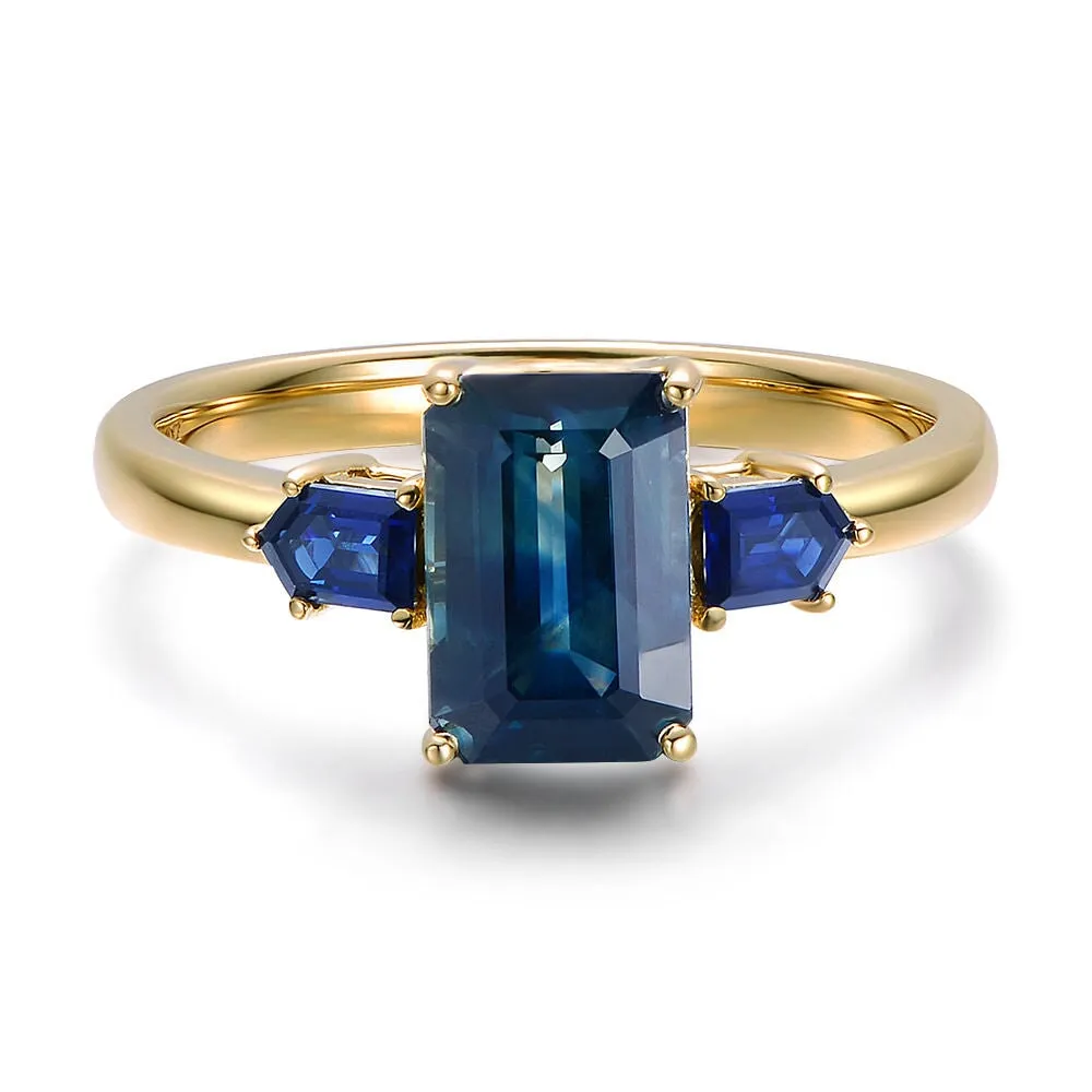 2.66ct GIA-Certified Natural Unheated Sapphire Three-Stone Engagement Ring 14K Gold R6659