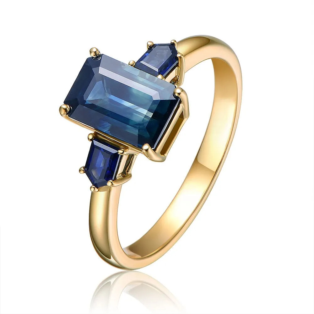 2.66ct GIA-Certified Natural Unheated Sapphire Three-Stone Engagement Ring 14K Gold R6659