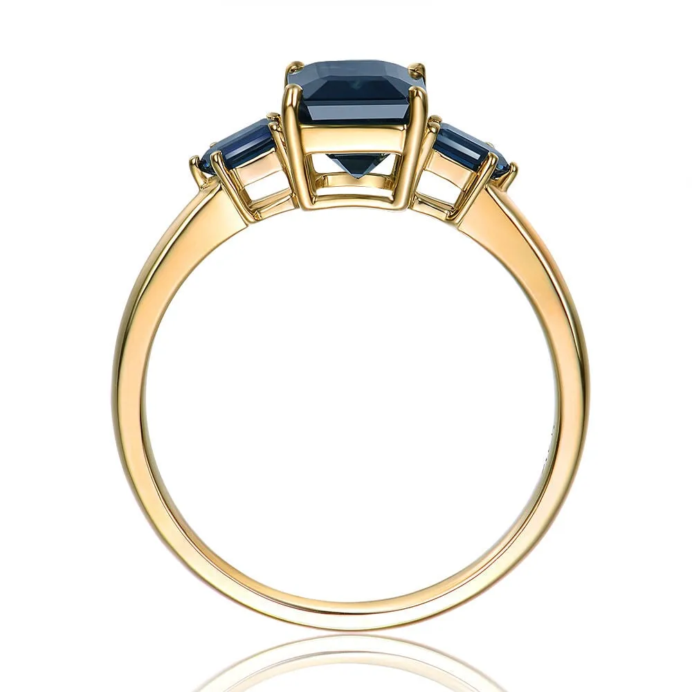 2.66ct GIA-Certified Natural Unheated Sapphire Three-Stone Engagement Ring 14K Gold R6659