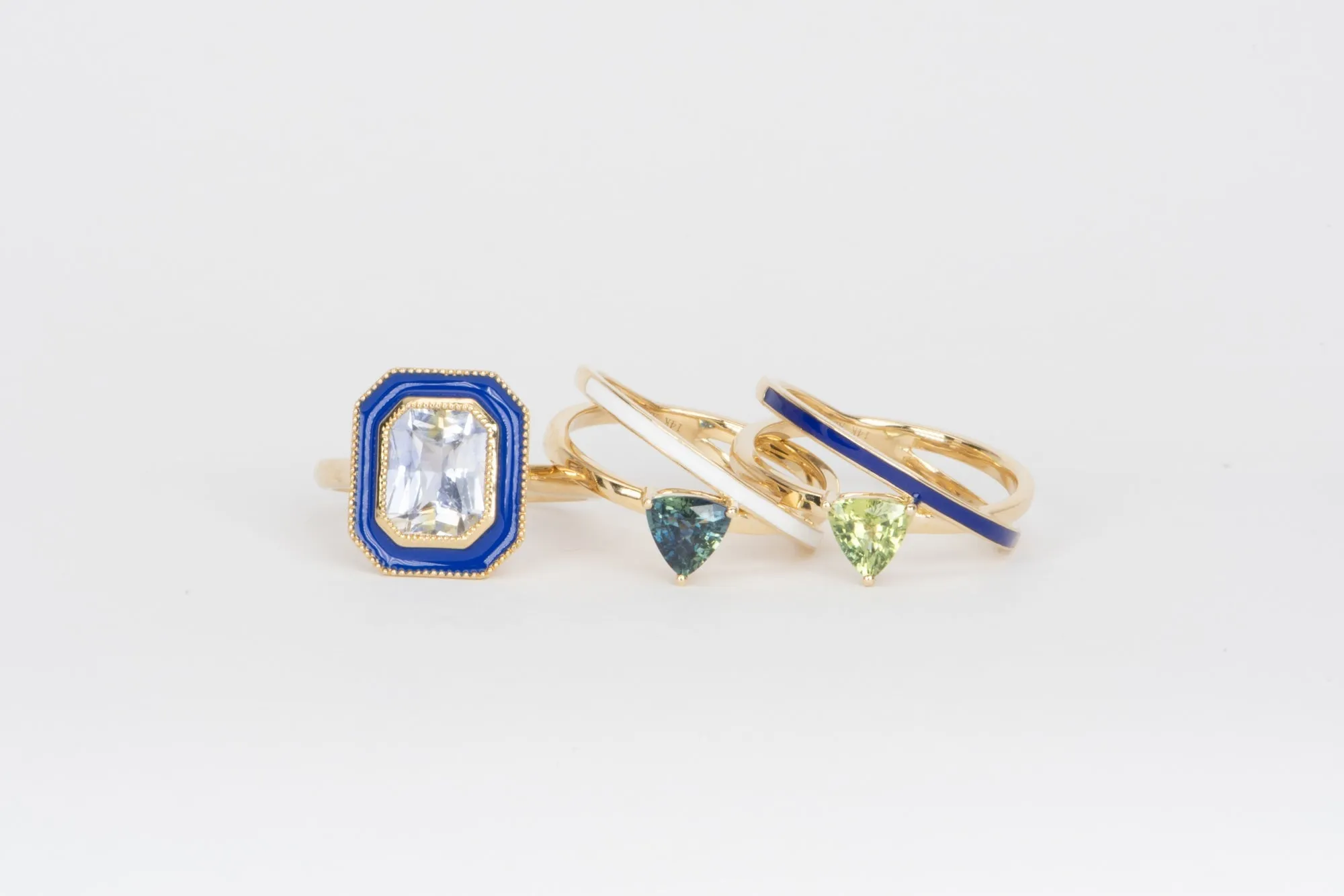 2.84ct Bi-Color Light Blue Sapphire with Enamel Halo 14K Yellow Gold Engagement Ring R6245