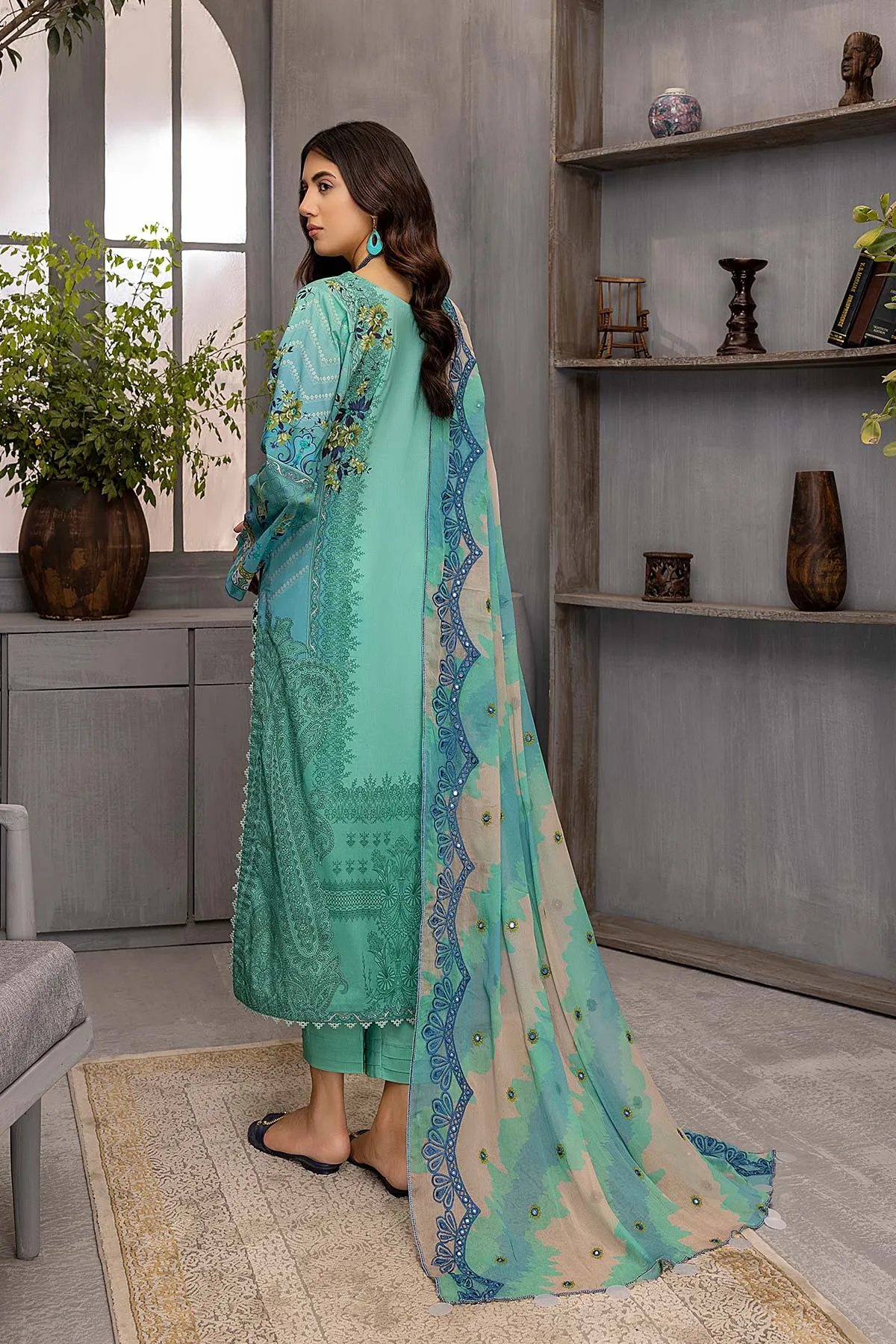 3 Pc Charizma Lawn Printed Suit with Embroidered Dupatta PEC22-64