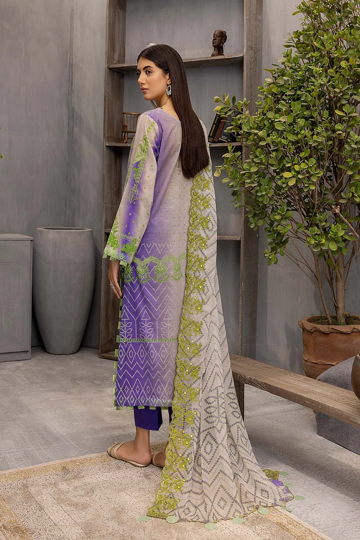 3 Pc Charizma Lawn Printed Suit with Embroidered Dupatta PEC22-66