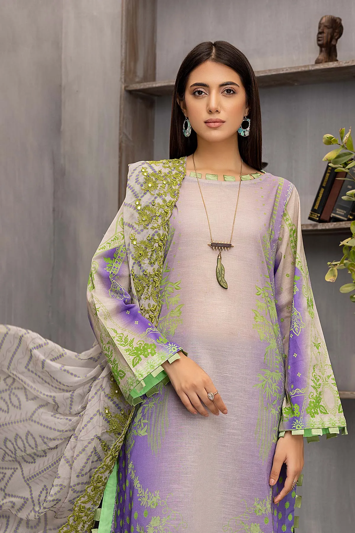 3 Pc Charizma Lawn Printed Suit with Embroidered Dupatta PEC22-66