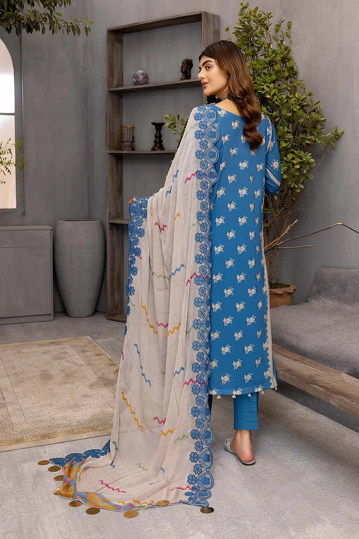 3 Pc Charizma Lawn Printed Suit with Embroidered Dupatta PEC22-67