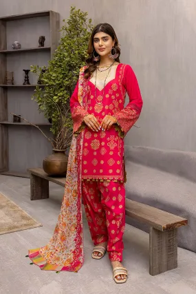 3 Pc Charizma Lawn Printed Suit with Embroidered Dupatta PEC22-69