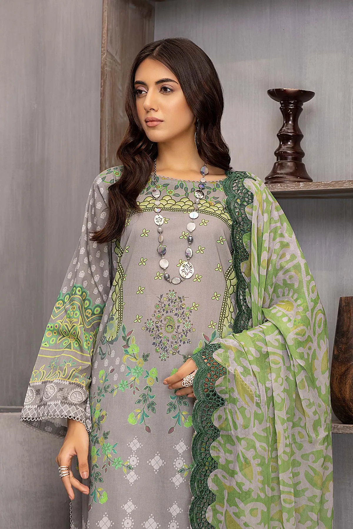 3 Pc Charizma Lawn Printed Suit with Embroidered Dupatta PEC22-70