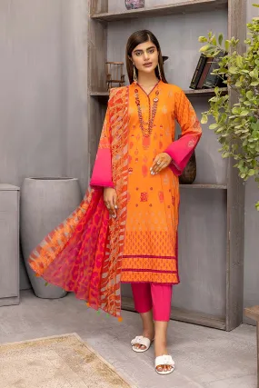 3 Pc Charizma Lawn Printed Suit with Embroidered Dupatta PEC22-71