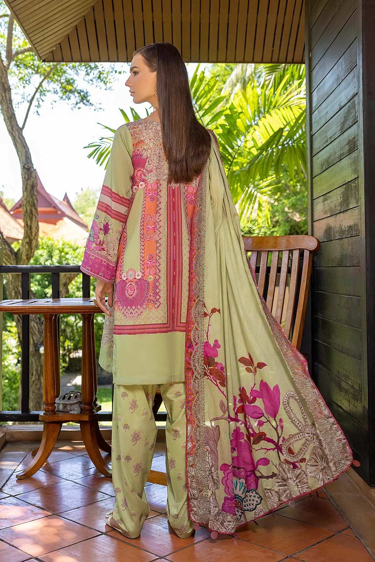 3-Pc Unstitched Embroidered Lawn Suit With Chiffon Dupatta CCS22-47