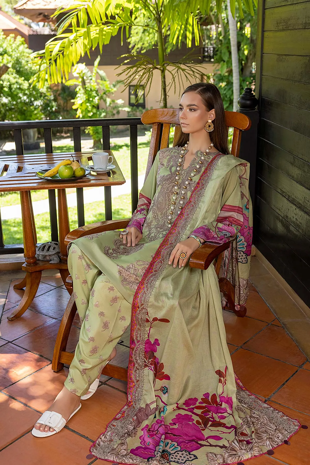 3-Pc Unstitched Embroidered Lawn Suit With Chiffon Dupatta CCS22-47