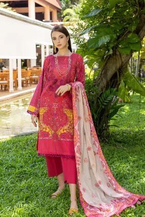 3-Pc Unstitched Embroidered Lawn Suit With Chiffon Dupatta CCS22-51