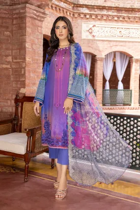 3-Pc Unstitched Embroidered Lawn Suit With Chiffon Dupatta CCS22-57