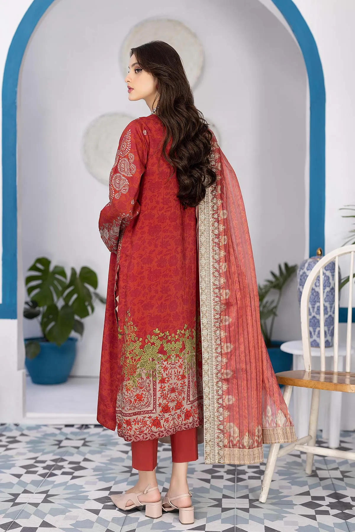 3-Pc Unstitched Printed Marina Suit With Embroidered Dupatta PEW22-03