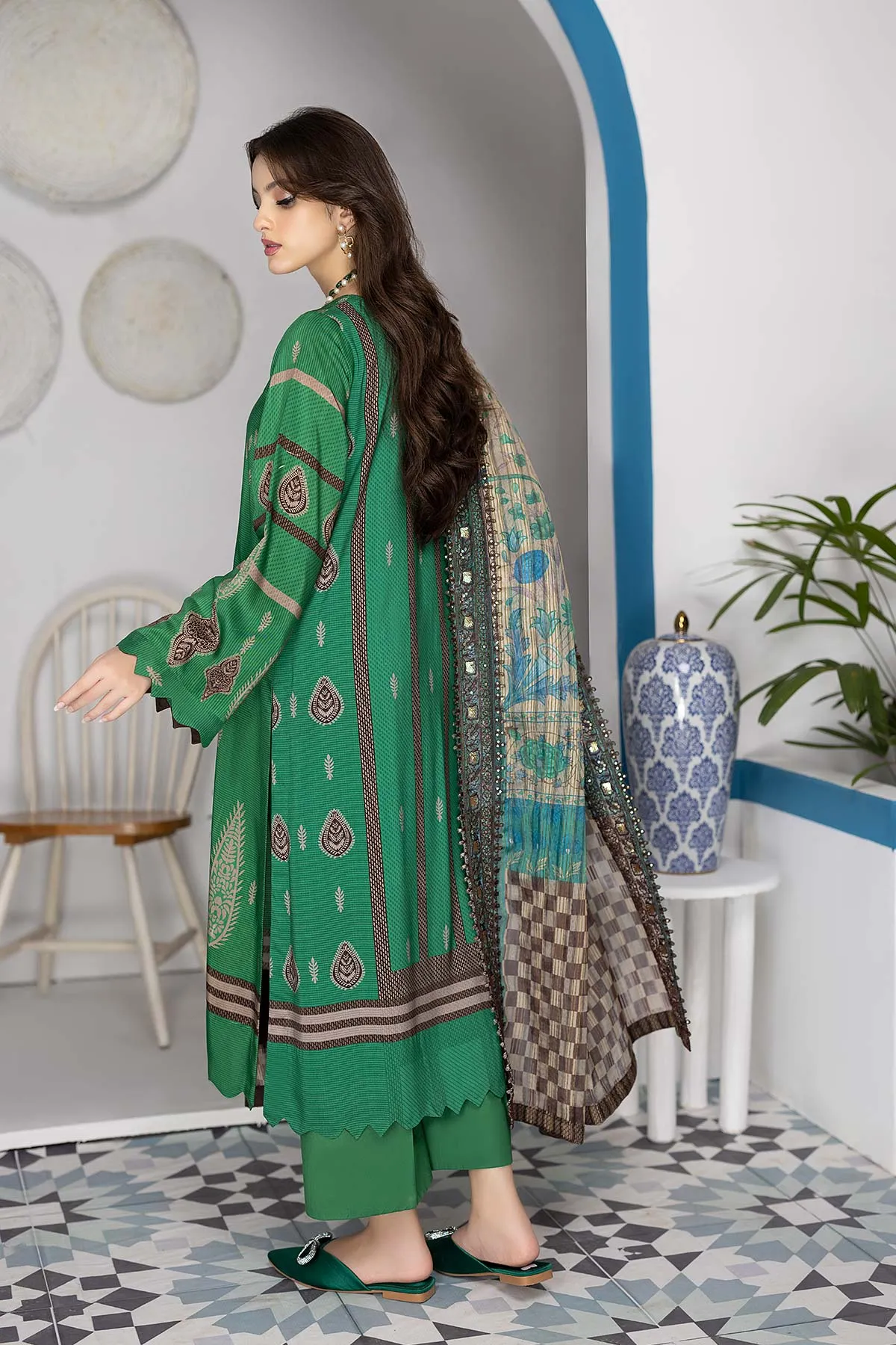 3-Pc Unstitched Printed Marina Suit With Embroidered Dupatta PEW22-06