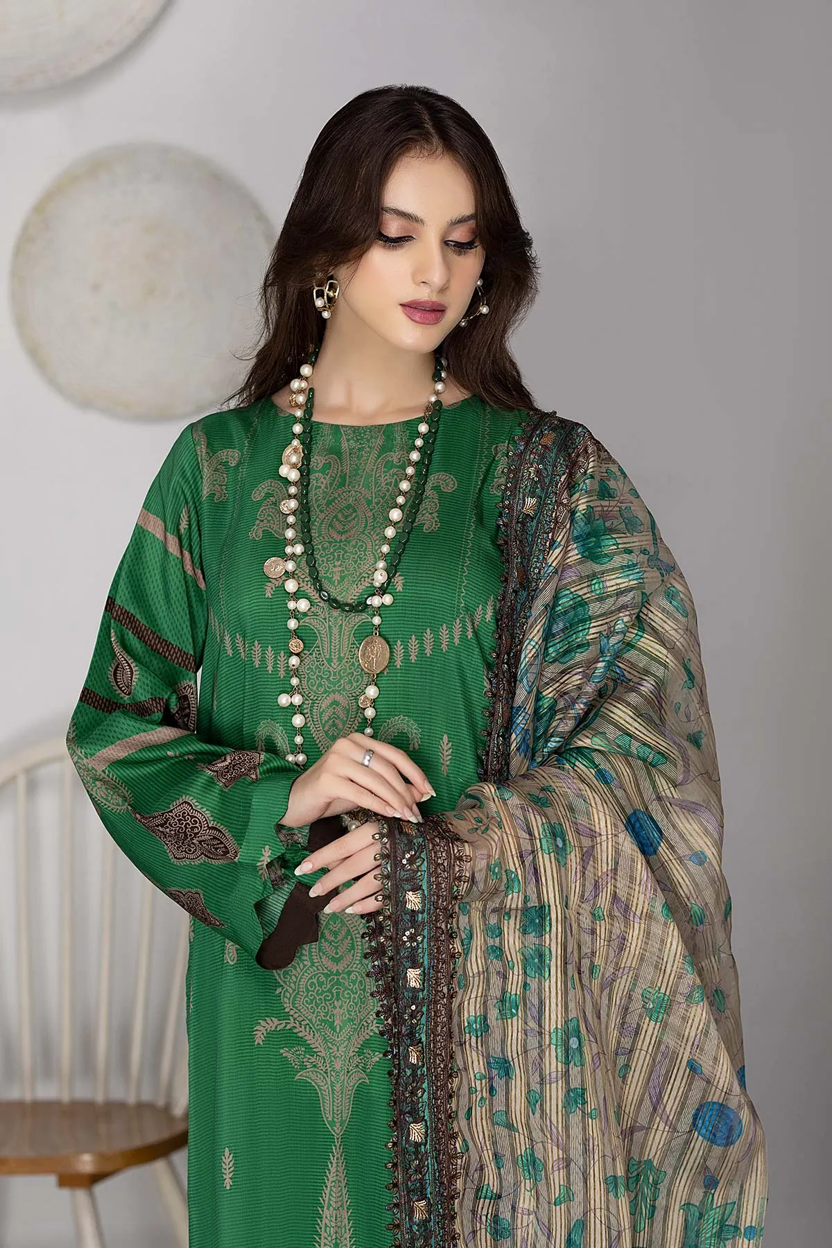 3-Pc Unstitched Printed Marina Suit With Embroidered Dupatta PEW22-06