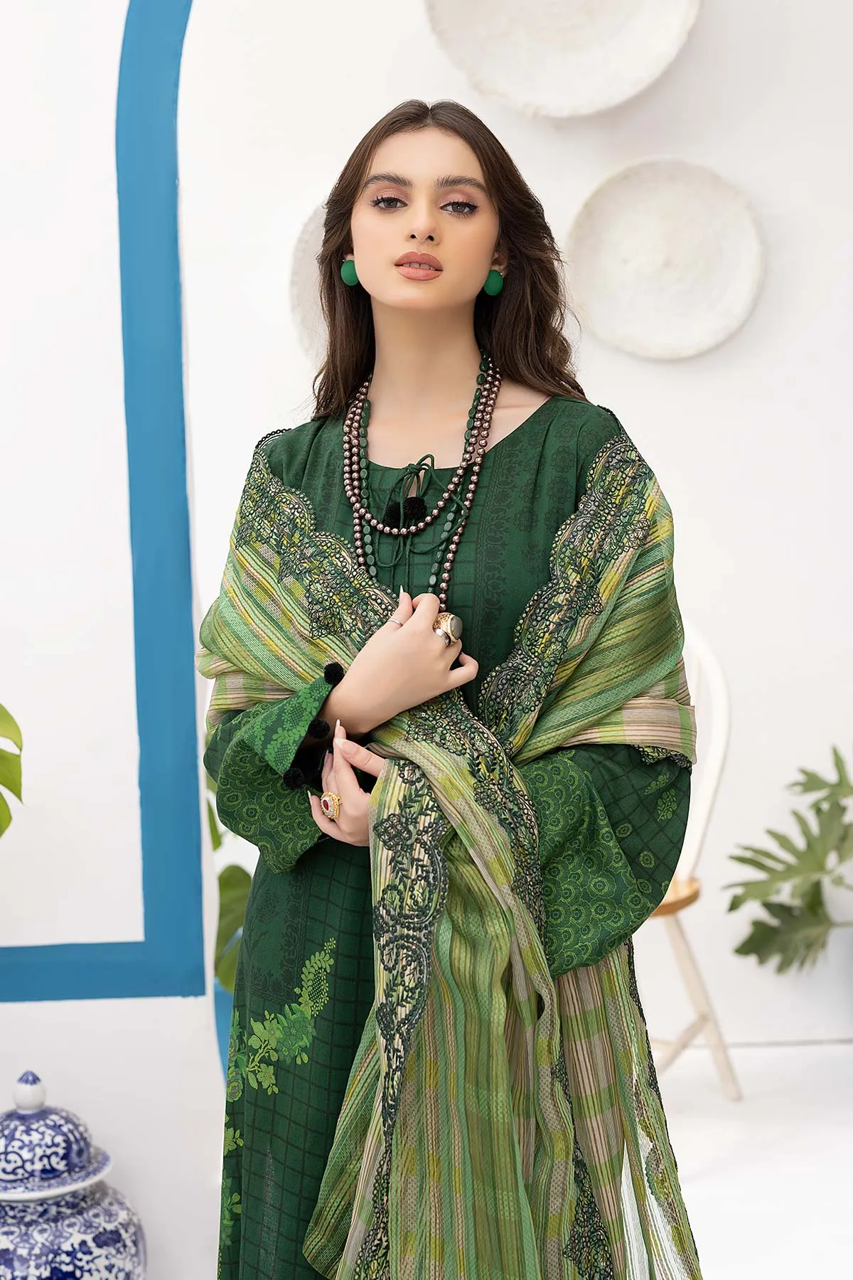 3-Pc Unstitched Printed Marina Suit With Embroidered Dupatta PEW22-08