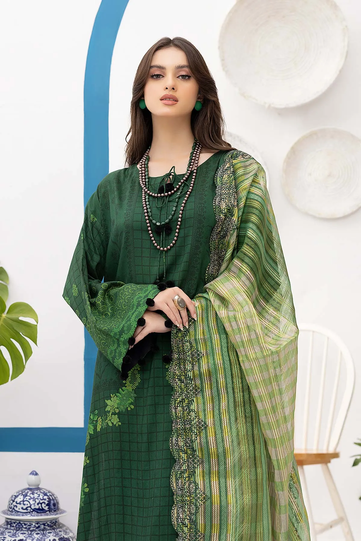 3-Pc Unstitched Printed Marina Suit With Embroidered Dupatta PEW22-08