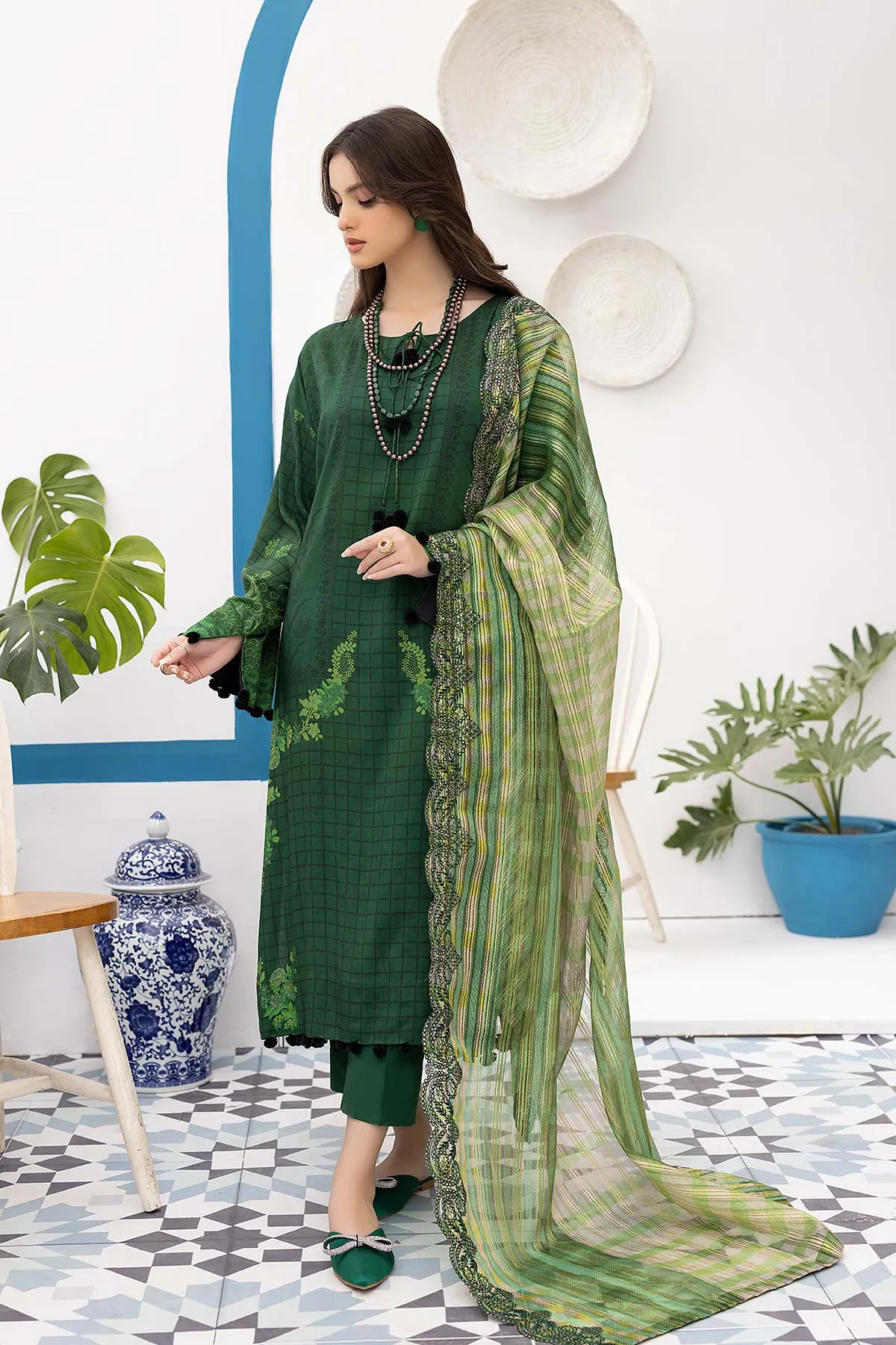 3-Pc Unstitched Printed Marina Suit With Embroidered Dupatta PEW22-08