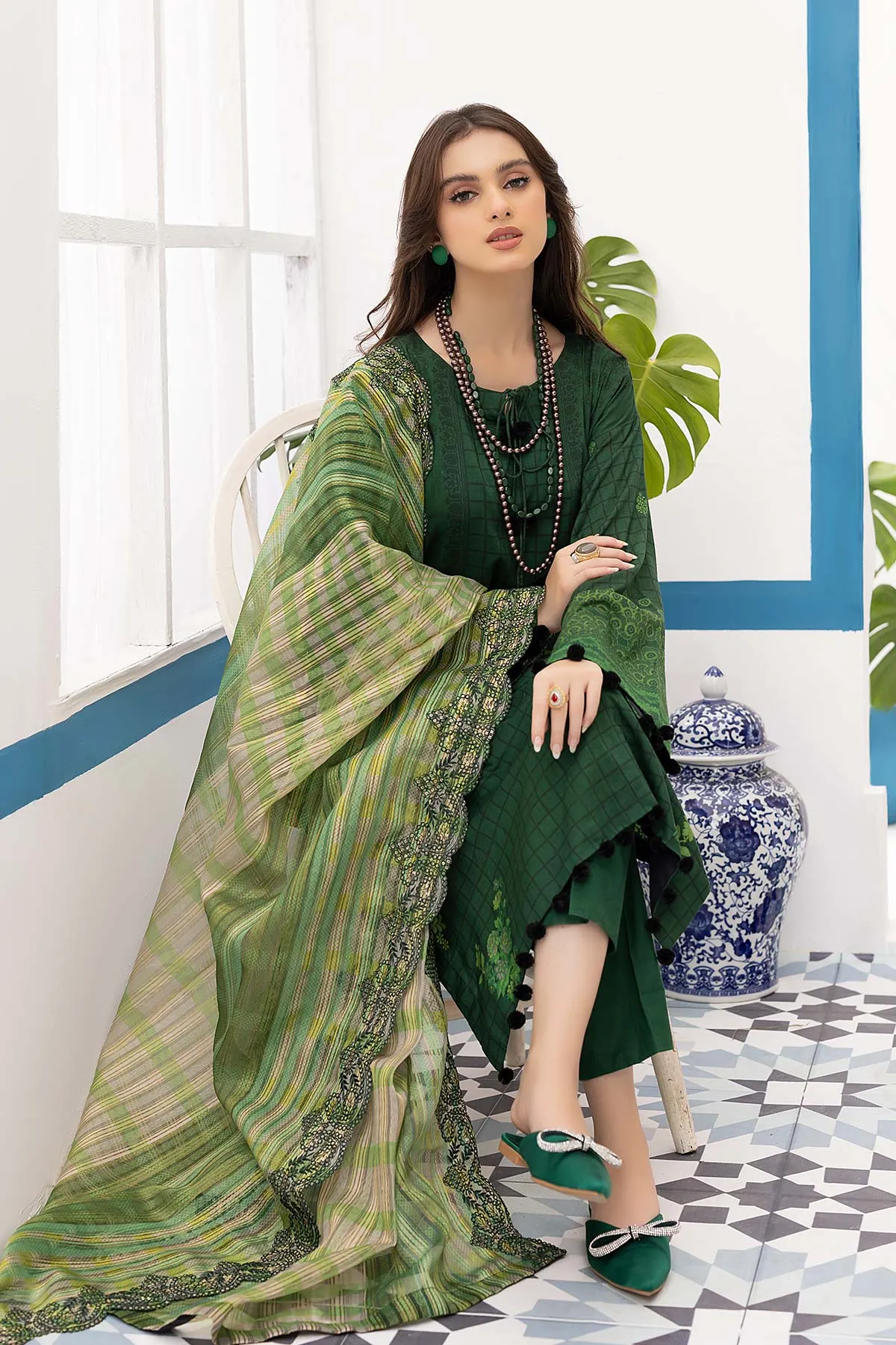 3-Pc Unstitched Printed Marina Suit With Embroidered Dupatta PEW22-08