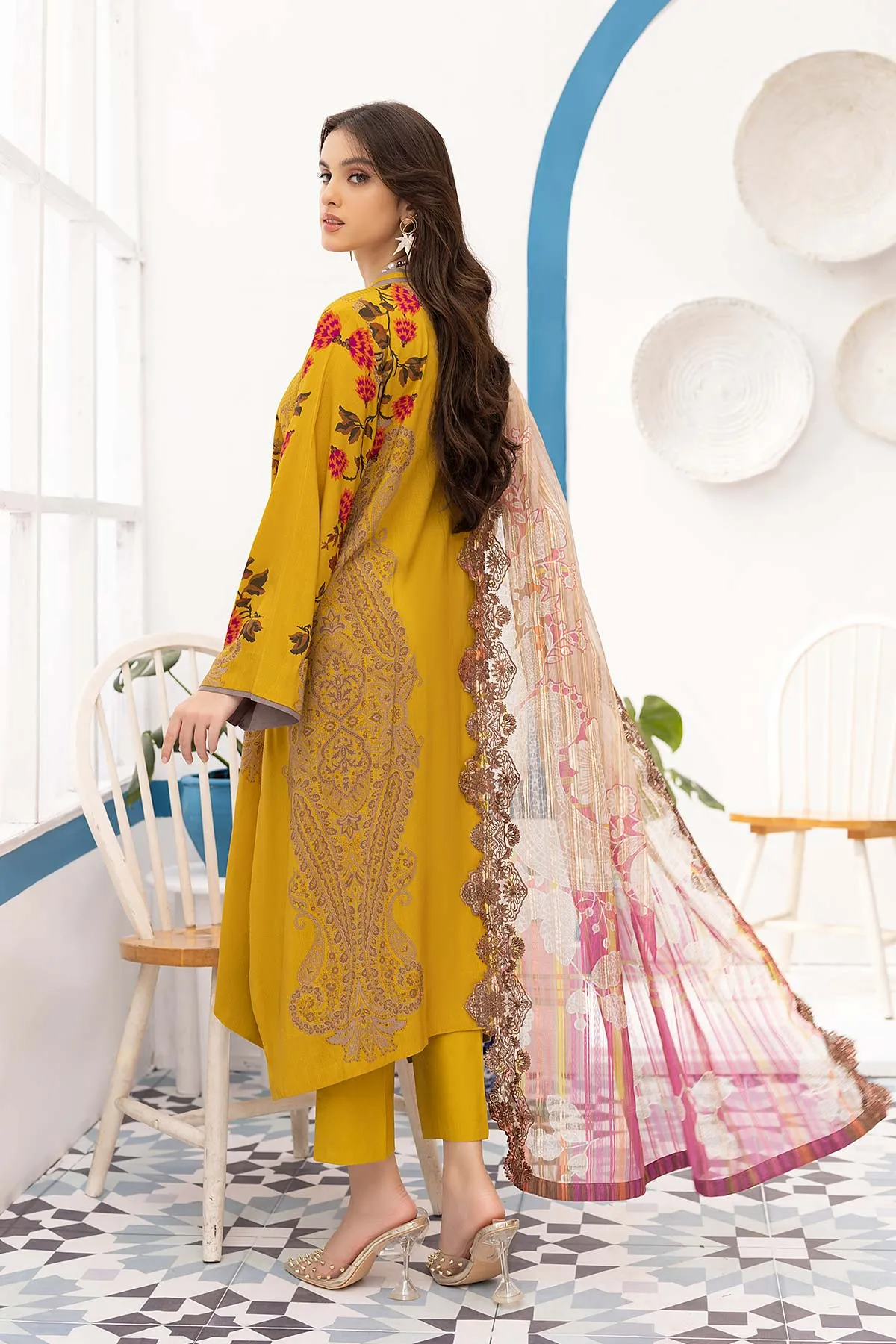 3-Pc Unstitched Printed Marina Suit With Embroidered Dupatta PEW22-09