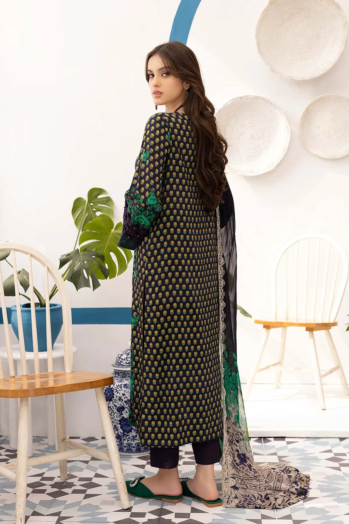 3-Pc Unstitched Printed Marina Suit With Embroidered Dupatta PEW22-10