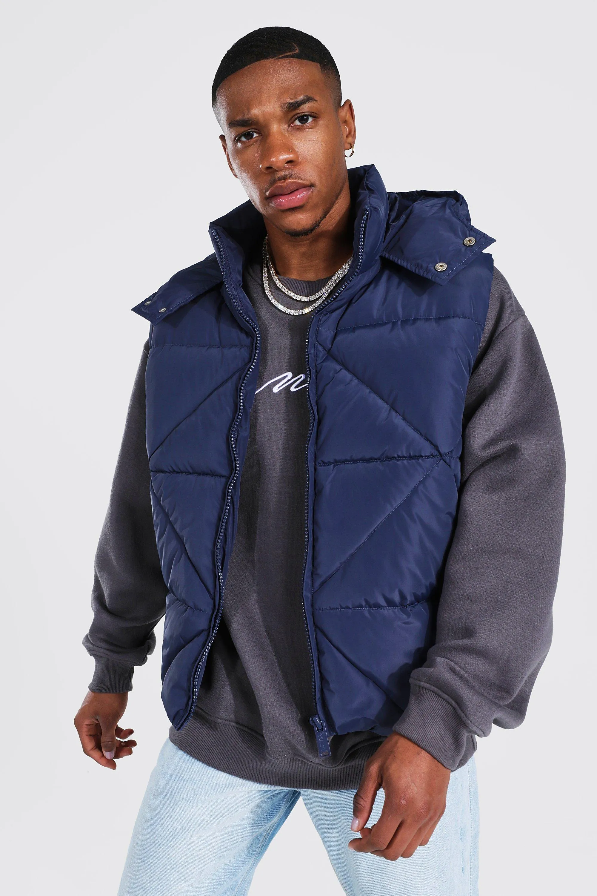 Abstract Quilted Gilet | boohooMAN UK