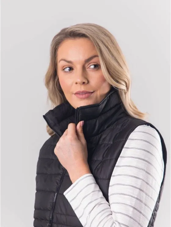 Angelina Quilted Gilet in Black