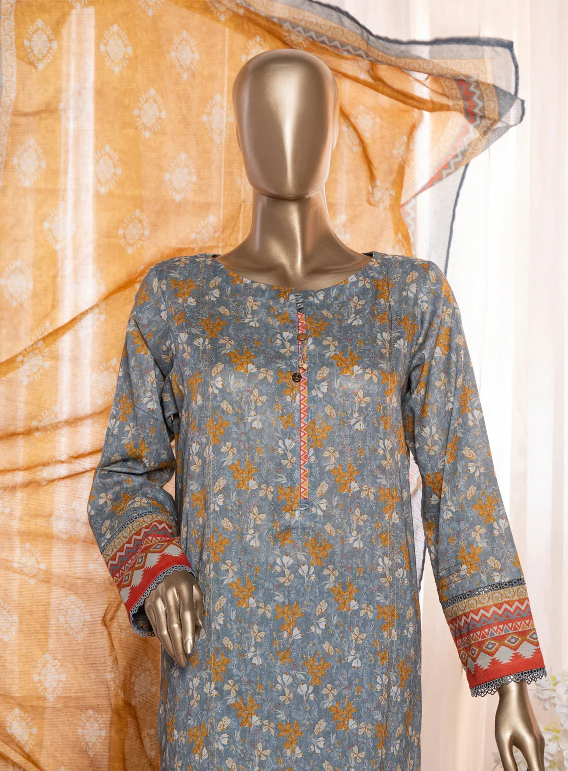 Asasa By HZ Textile Digital Embroidered Lawn 3 Piece Unstitched Suit HZ24AV4 AEL-90