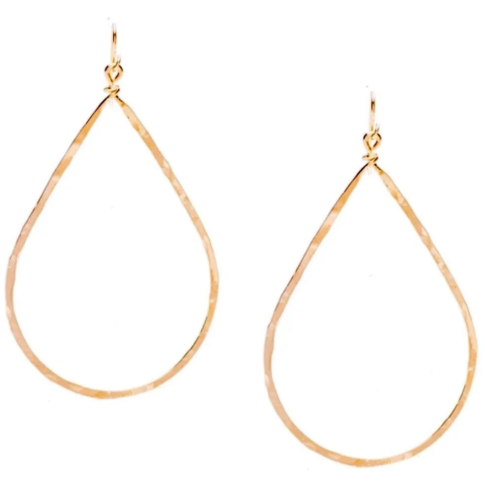 Bella Pear Hammered Gold Earrings