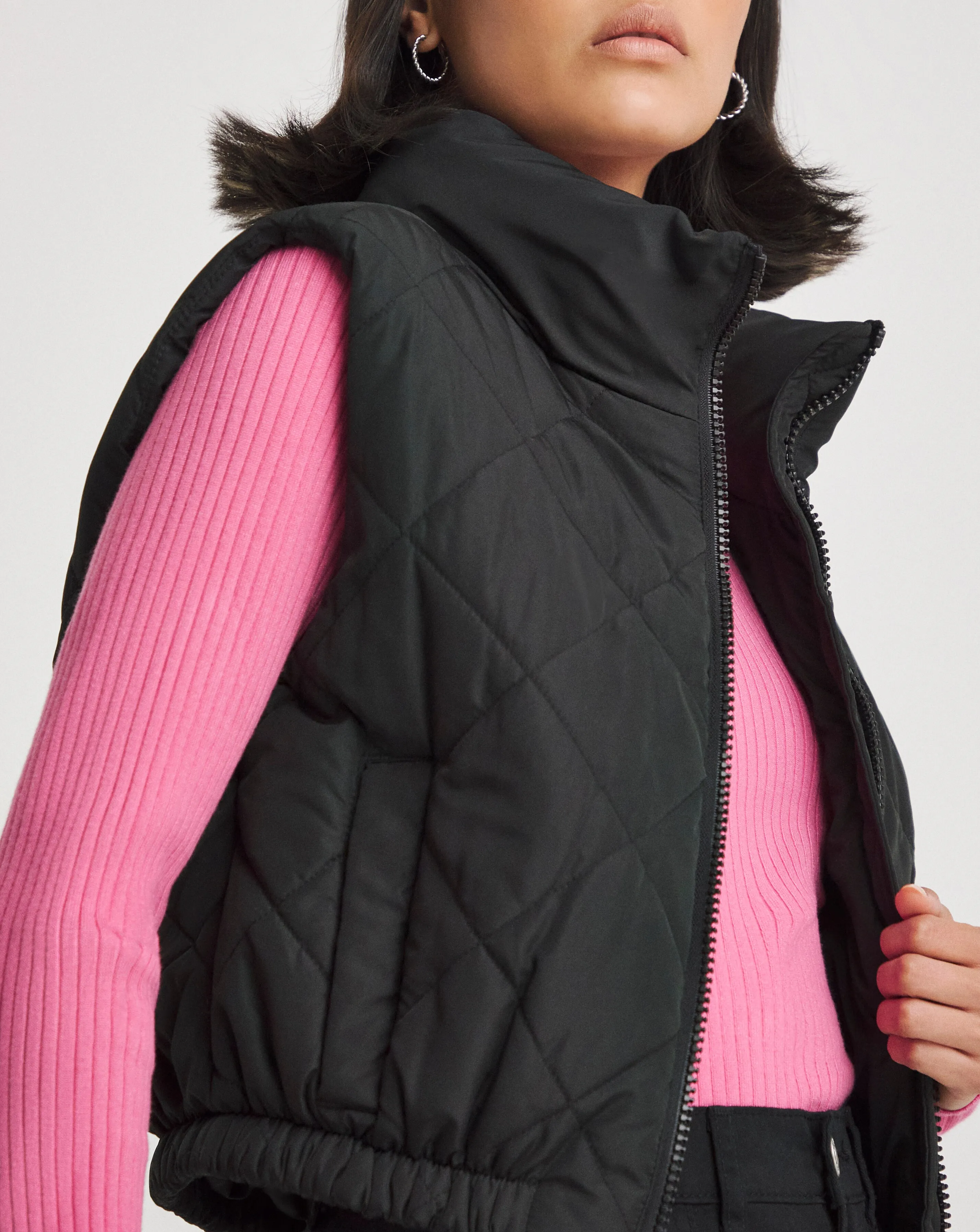 Black Adjustable Hem Quilted Gilet | Simply Be