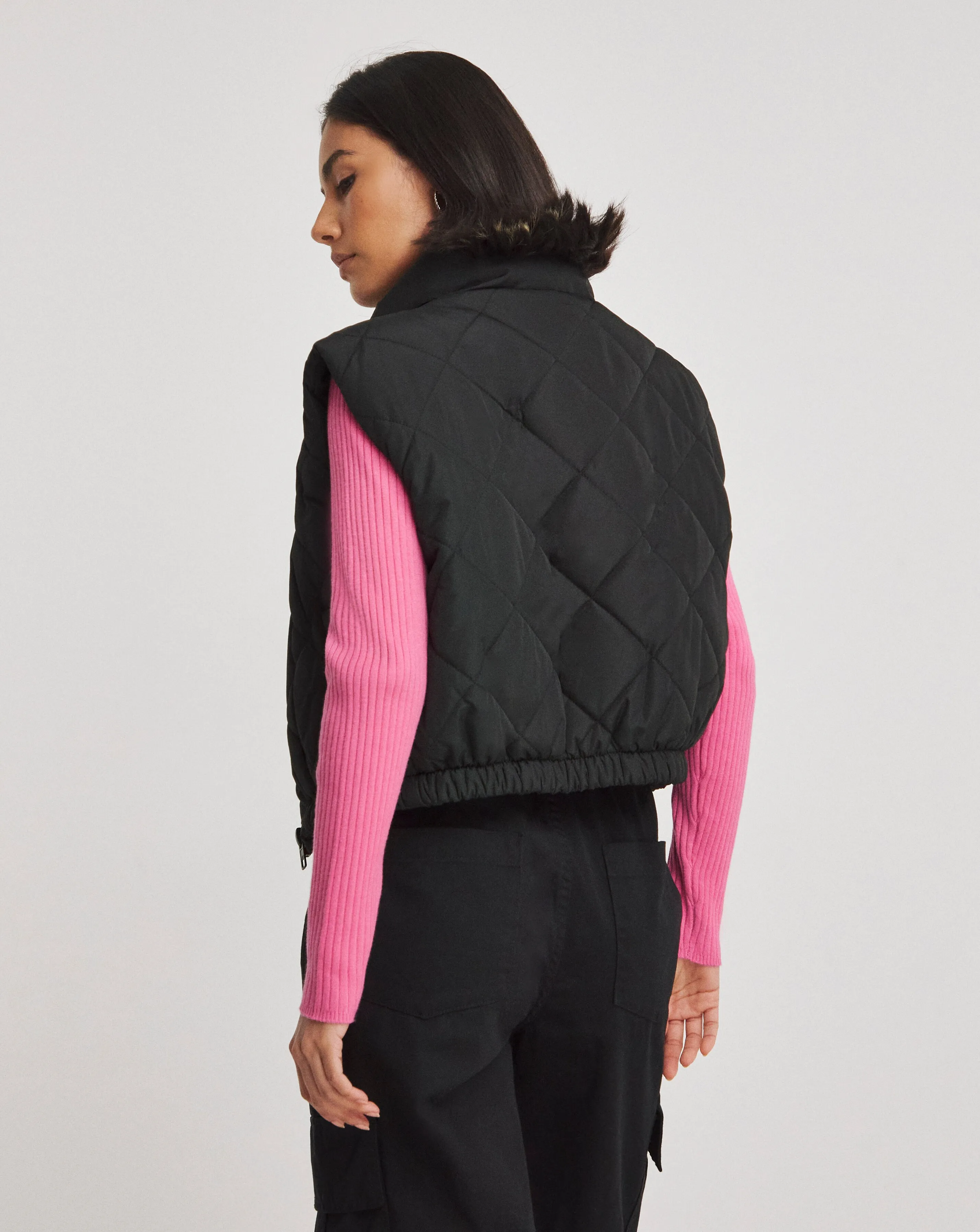 Black Adjustable Hem Quilted Gilet | Simply Be