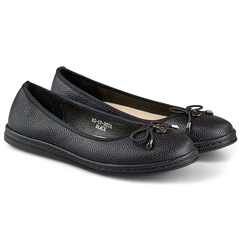 Black women's ballerinas with leather insole comfortable women's half-shoes