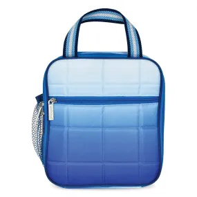 blue ombre quilted lunch tote