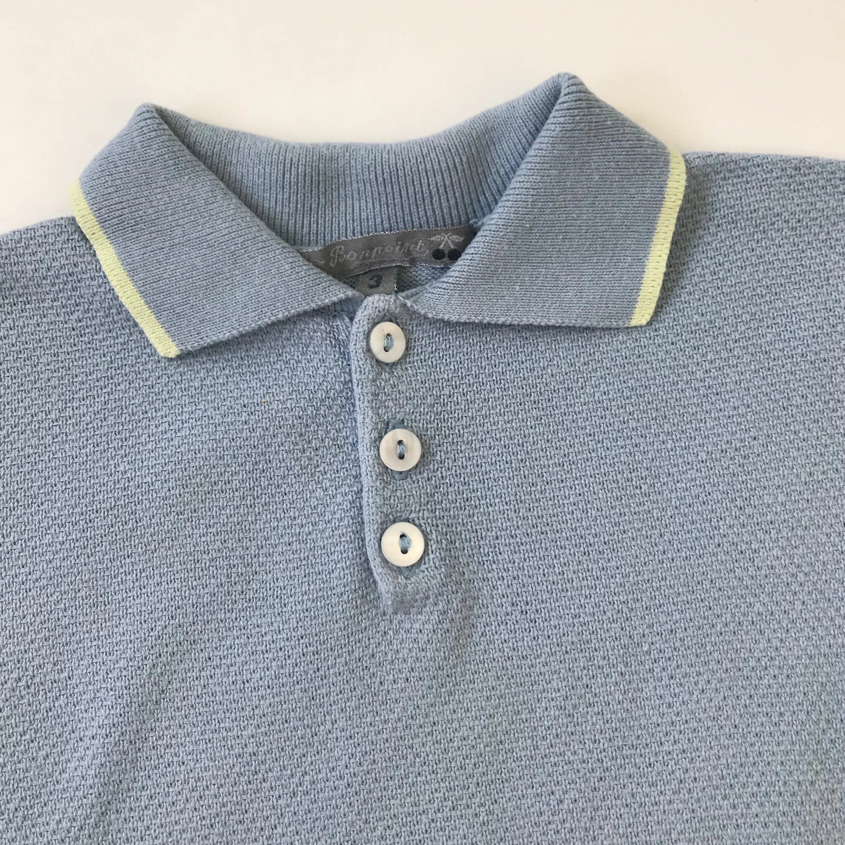 Bonpoint Blue Polo Shirt With Lime Trim: 3 Years