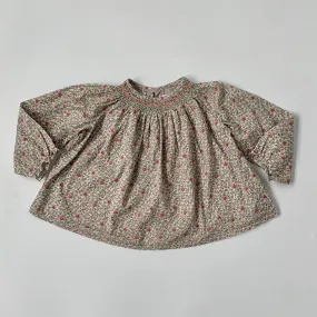 Bonpoint Hand Smocked Liberty Print Blouse With Neon: 2 Years