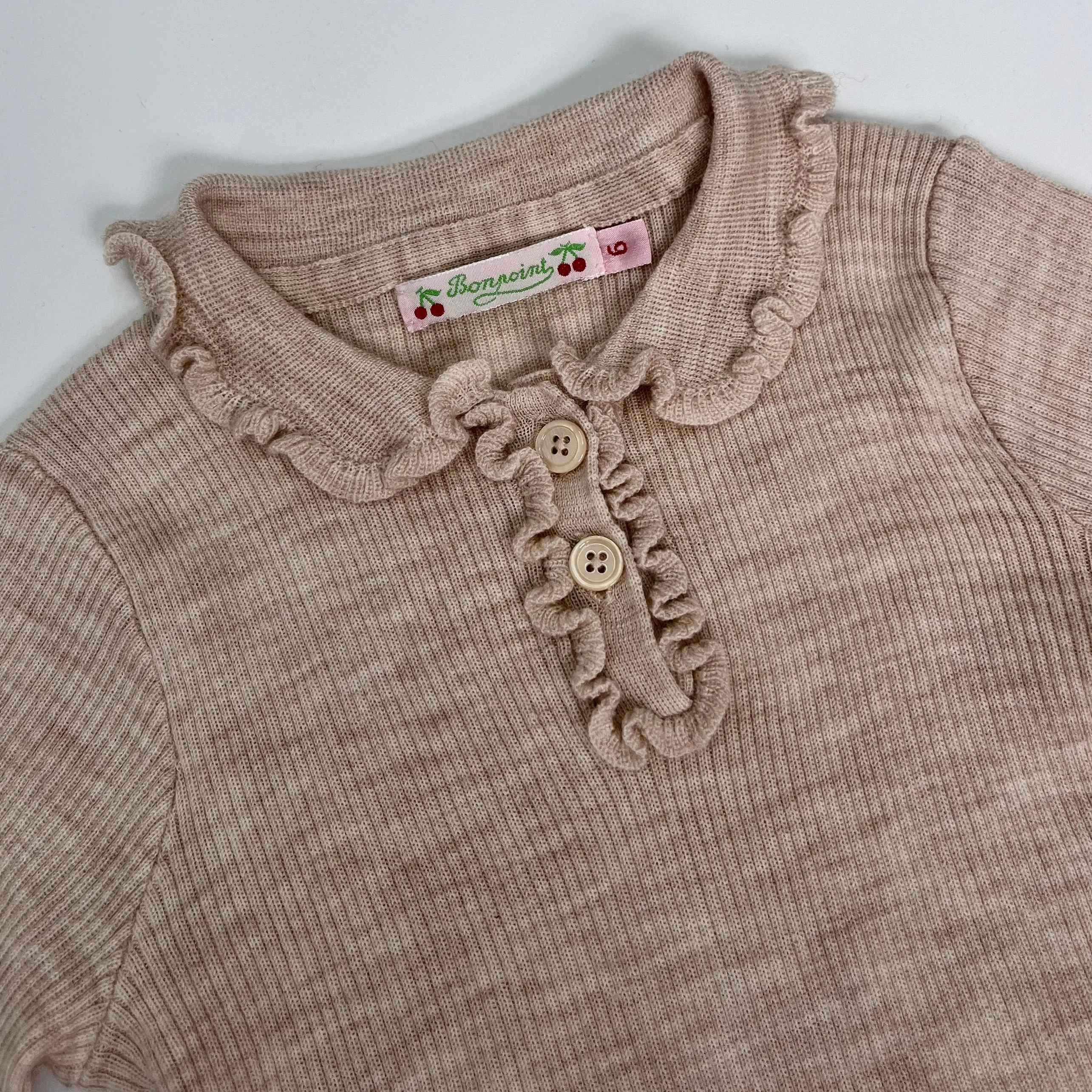 Bonpoint Taupe Thin Rib Wool Jumper: 6 Years