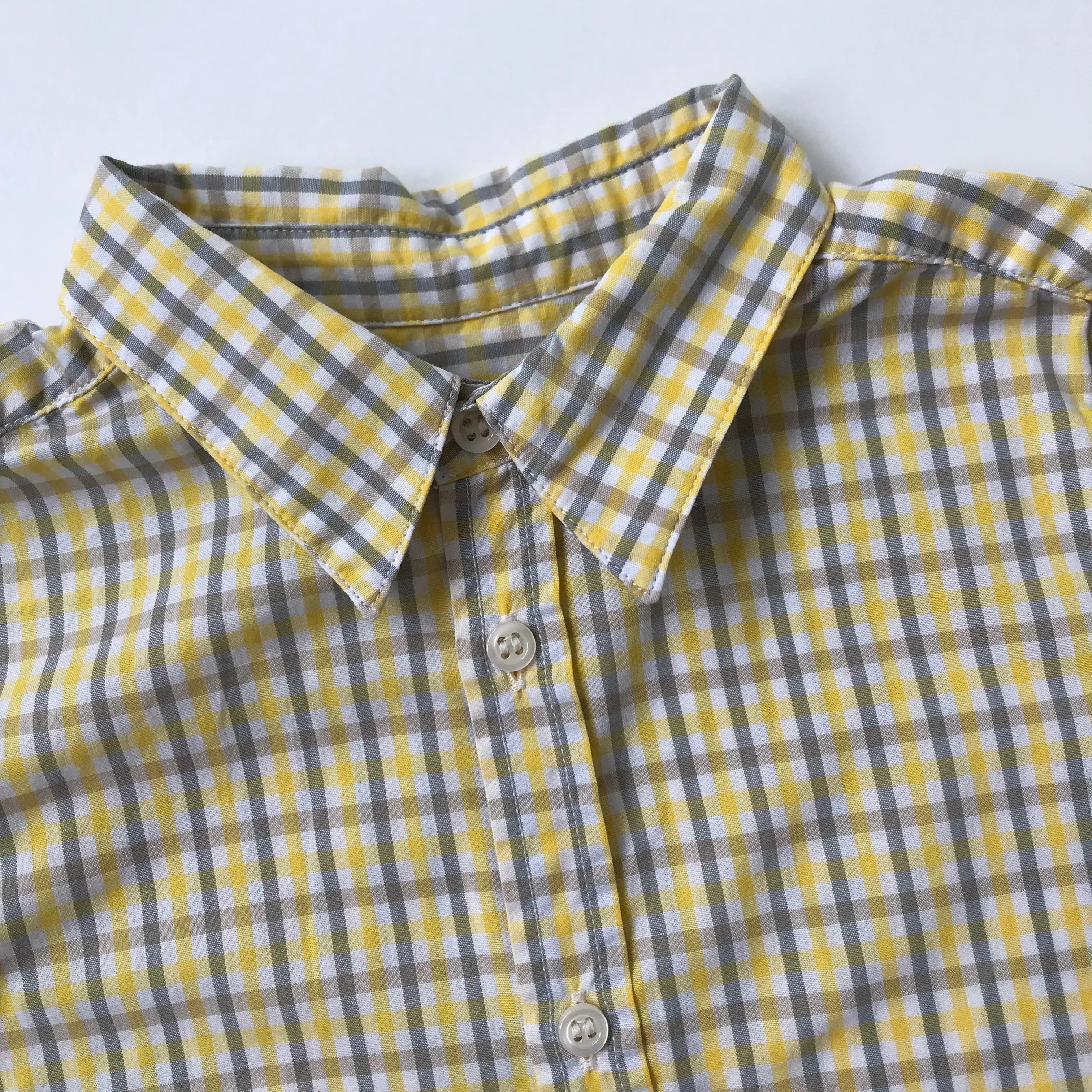 Bonpoint Yellow Check Short Sleeve Shirt: 4 Years