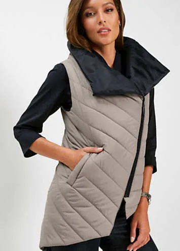 bonprix Sloping Hem Quilted Gilet | Grattan