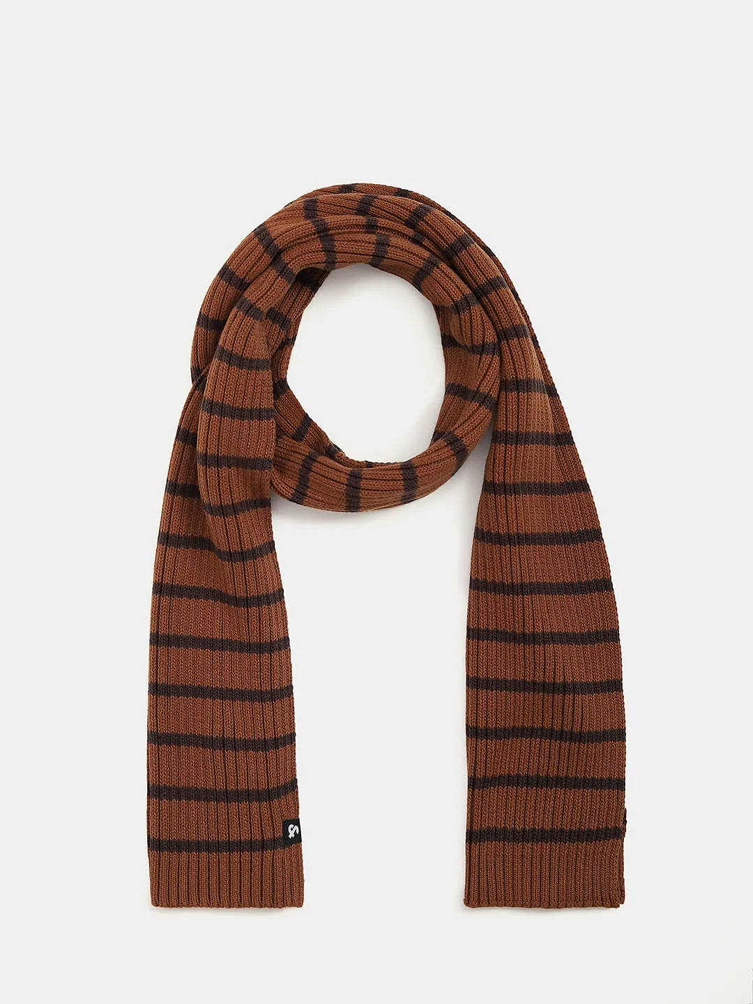 Brown Striped Cotton Scarf