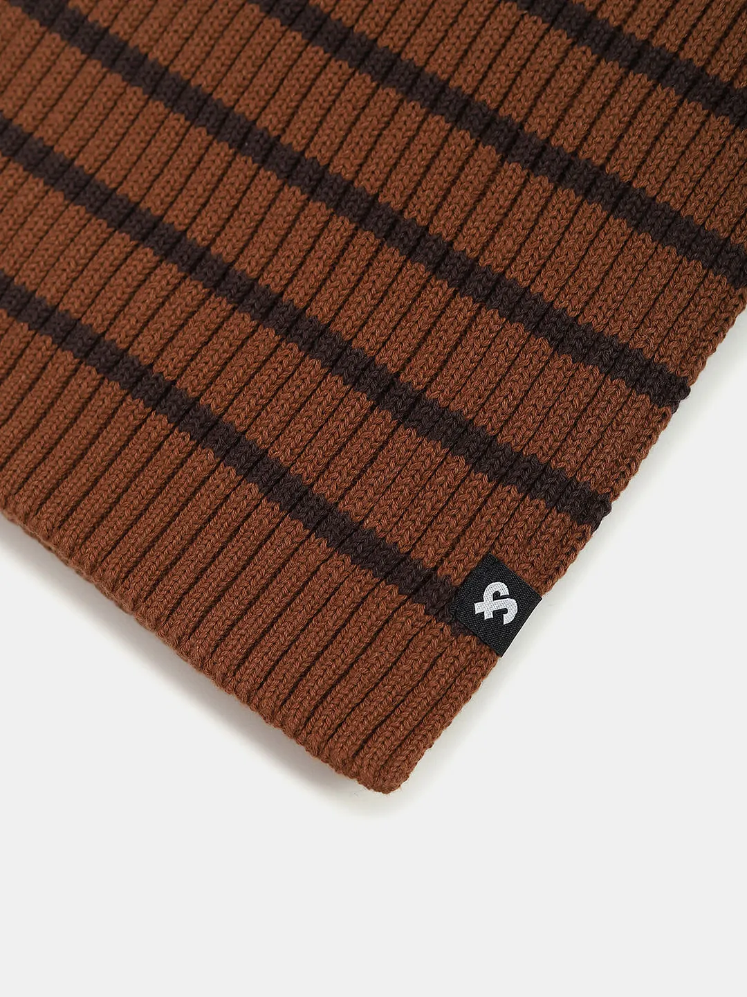 Brown Striped Cotton Scarf