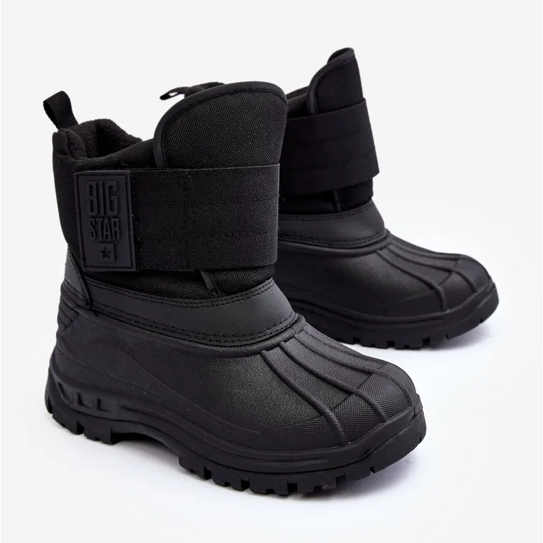 Children's Velcro Insulated Snow Boots Black Big Star MM374122