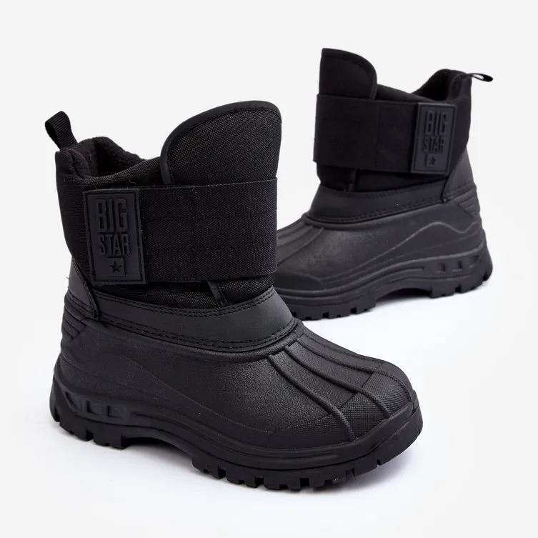 Children's Velcro Insulated Snow Boots Black Big Star MM374122