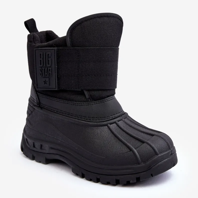 Children's Velcro Insulated Snow Boots Black Big Star MM374122