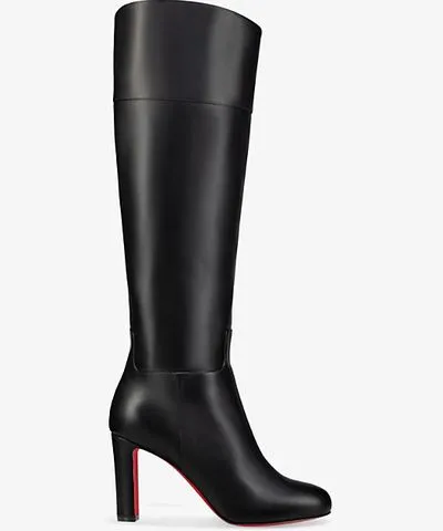 Christian Louboutin Womens Black Loo leather knee-high boots