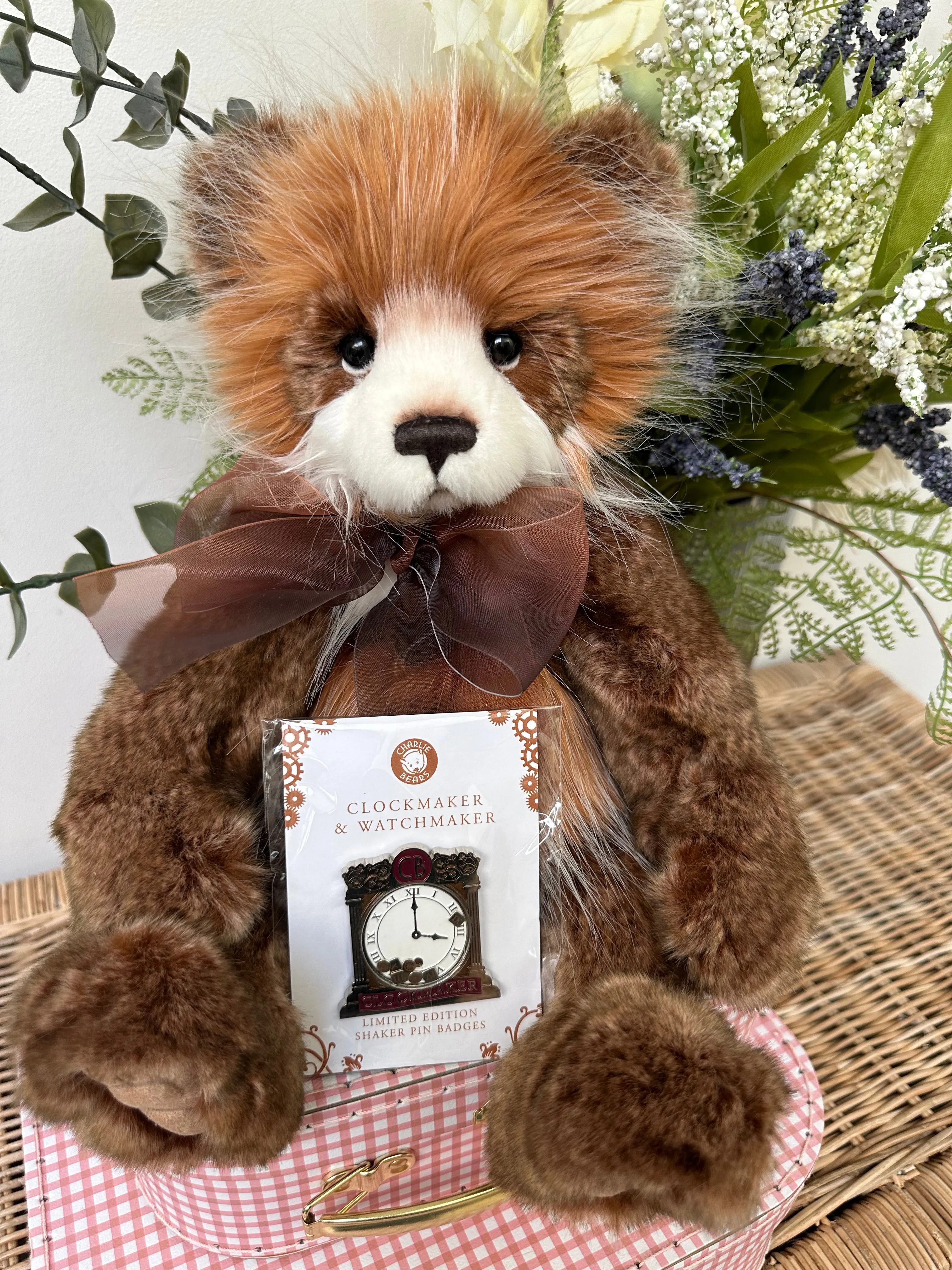 Clockmaker Charlie Bears Cuddle Time Teddy Bear with Bonus Pin Badge