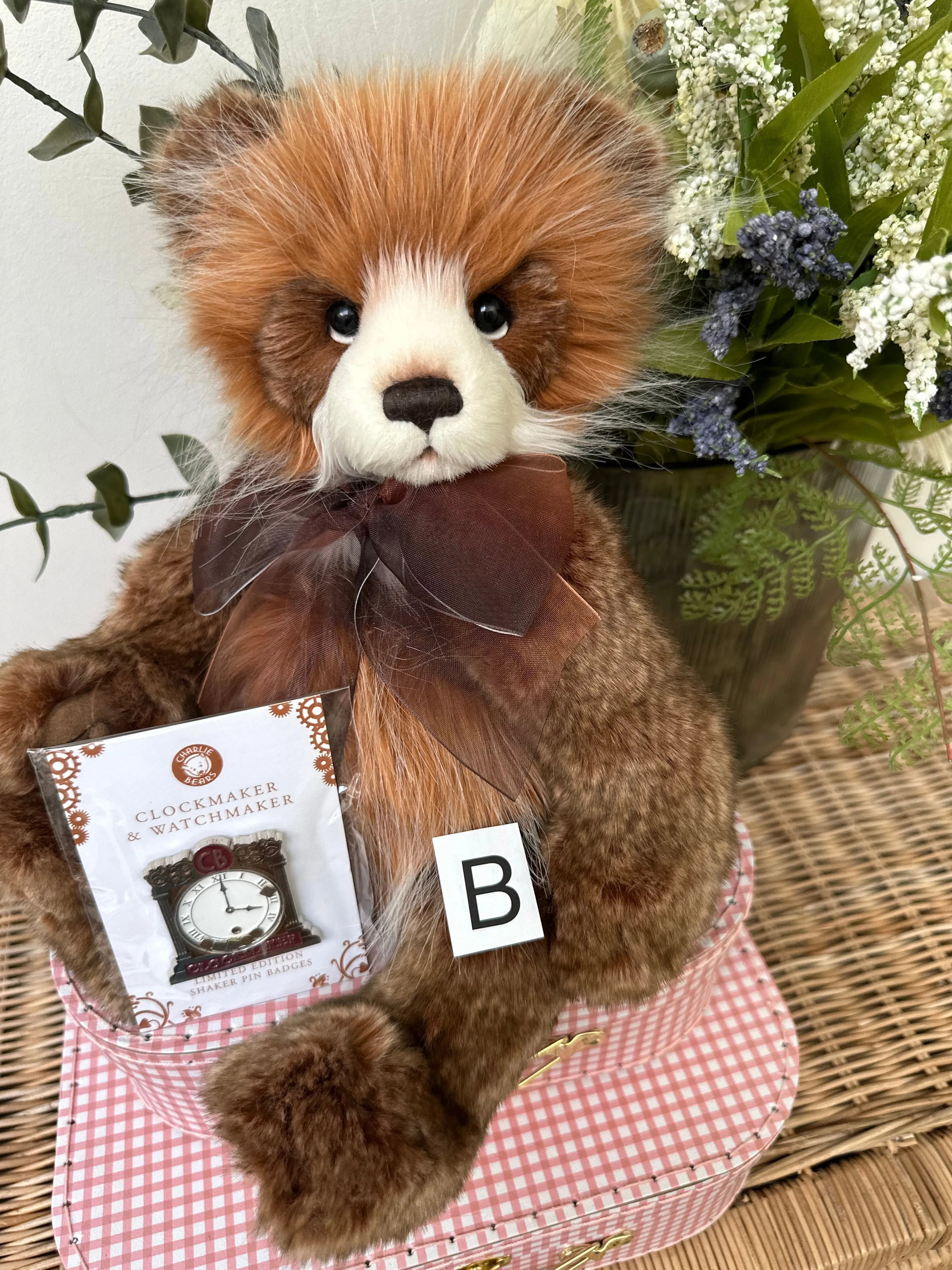 Clockmaker Charlie Bears Cuddle Time Teddy Bear with Bonus Pin Badge