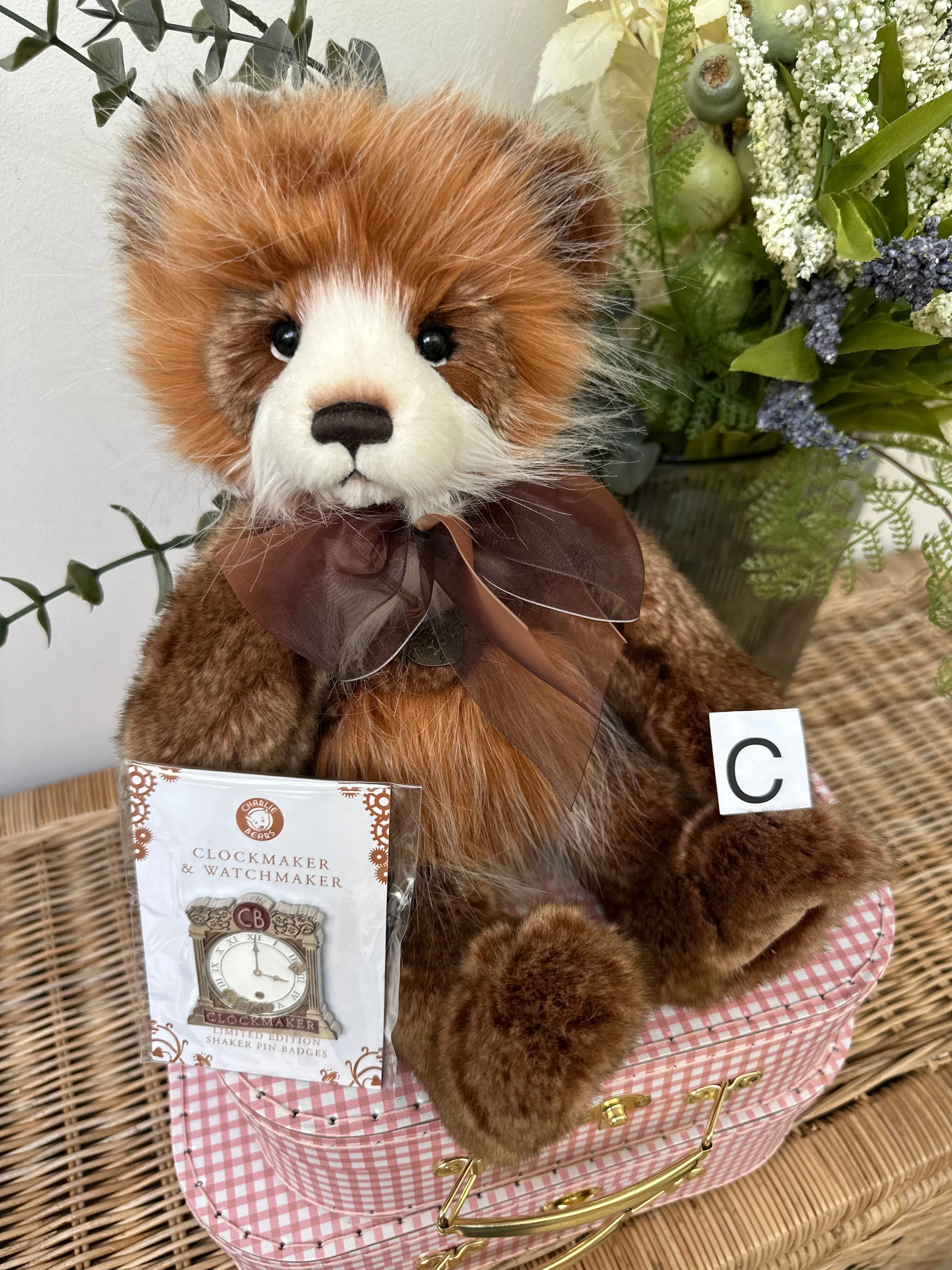 Clockmaker Charlie Bears Cuddle Time Teddy Bear with Bonus Pin Badge