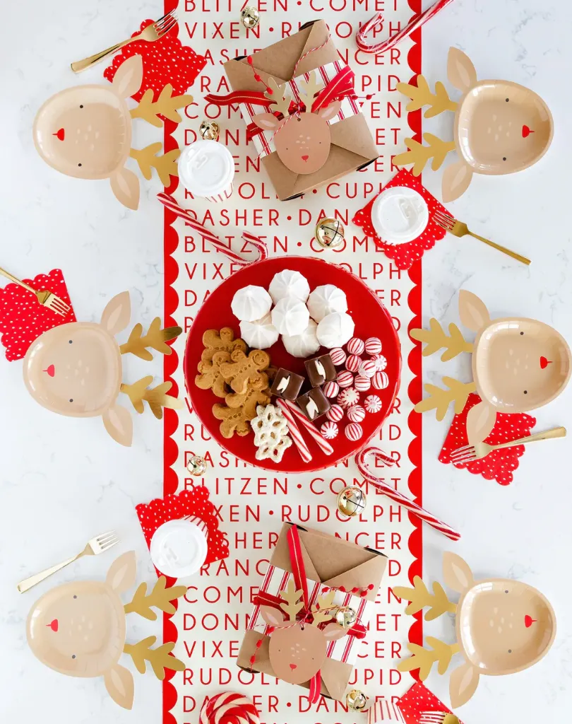 Dear Rudolph Reindeer Names Paper Table Runner