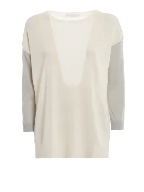 Fabiana Filippi Maglia Maniche In Lurex Bianco Donna